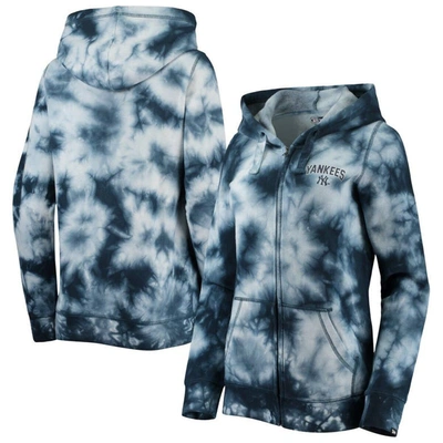 New Era Women's  Navy New York Yankees Tie-dye Full-zip Hoodie