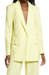 Open Edit Oversize Linen Blend Blazer In Yellow Elfin