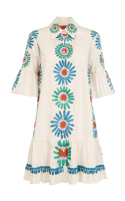 La Doublej Choux Ruffled Tiered Floral-print Cotton-poplin Shirt Dress In Multi