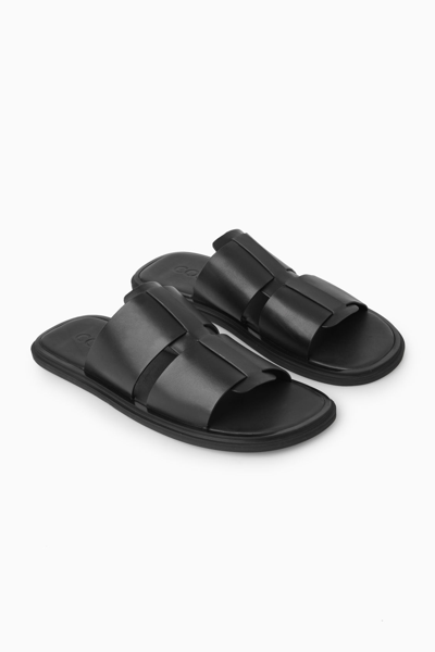 Cos Woven Leather Strap Sandals In Black