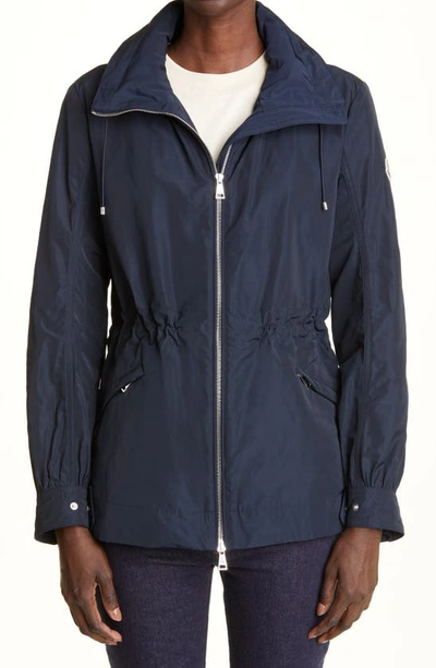 Moncler Enet Short Parka Nylon Jacket In Navy