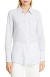 Nili Lotan Nl Pinstripe Cotton Shirt In Blue/ White Stripe