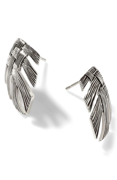 John Hardy Sterling Silver Bamboo Weave Style Drop Earrings