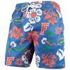 WES & WILLY WES & WILLY ROYAL FLORIDA GATORS FLORAL VOLLEY SWIM TRUNKS