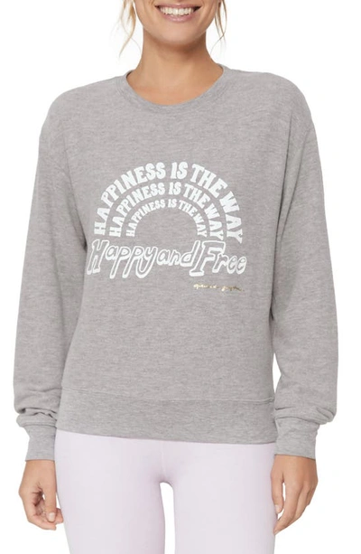 Spiritual Gangster Savasana Happiness Graphic Sweatshirt In Heather Grey