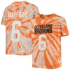 OUTERSTUFF YOUTH BAKER MAYFIELD ORANGE CLEVELAND BROWNS TIE-DYE NAME & NUMBER T-SHIRT