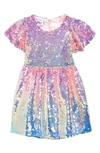 Shop Lola & The Boys Kids' Puff Sleeve Ombré Sequin Dress In Multi