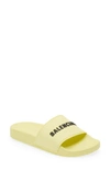 Balenciaga Logo Sport Slide In Yellow