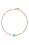Gabi Rielle 14k Gold Vermeil Flower Crystal Tennis Bracelet In Gold