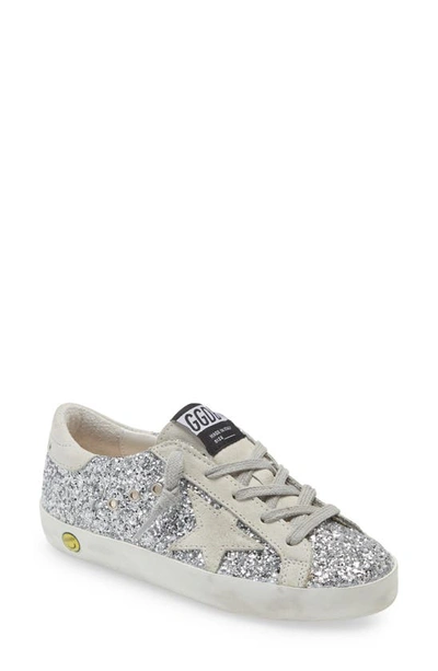 Golden Goose Kids' Sneakers Oro Glitterate In Pelle In Silver/ice