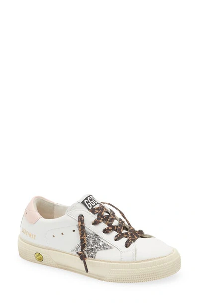 Golden Goose Kids' May Low Top Sneaker In White/ Silver/ Rose Quartz