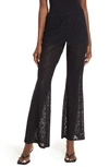 Open Edit Lace Semisheer Wide Leg Pants In Black