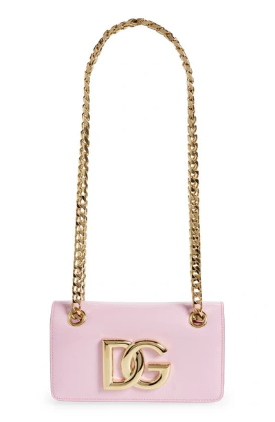 Dolce & Gabbana Logo Polished Calfskin Crossbody Phone Case With Card Holder In Candy