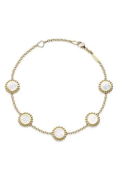 Lagos 18k Yellow Gold Covet Mother Of Pearl Beaded Frame Chain Bracelet In White Mop/gold