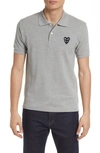 Comme Des Garçons Play Double Heart Cotton Piqué Polo In Grey