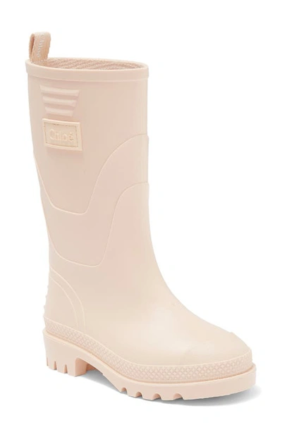 Chloé Kids' Logo Mid-rise Rubber Wellington Boots 6-9 Years In Pink