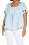 Caslon Square Neck Popover Top In Blue Falls