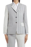 Thom Browne Mixed Print Wool Hopsack Classic Blazer In Med Grey