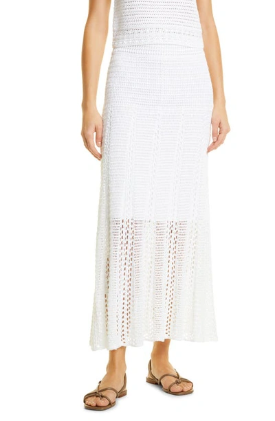 Vince Organic Cotton Crochet Skirt In Optic White
