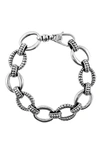 Lagos Silver Small Caviar & Fluted Link Bracelet, 15mm In Sterling Silver