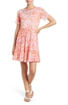 Love By Design Cate Floral Print Tiered T-shirt Dress In Marble Trouble