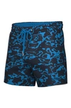 Hugo Boss Seasonal-print Swim Shorts In Quick-drying Recycled Fabric In Blue