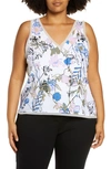 Halogen Raw Edge Tank In White Multi Pressed Floral
