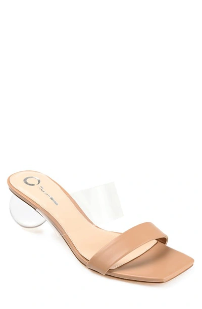 Journee Collection July Womens Round Open Toe Block Heel Pumps In Brown