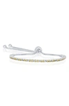 Simona Sterling Silver Citrine Cz Bolo Bracelet In Silver