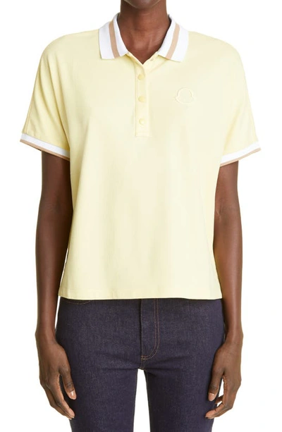 Moncler Colour-block Logo-embroidered Polo Shirt In Pastel Yellow