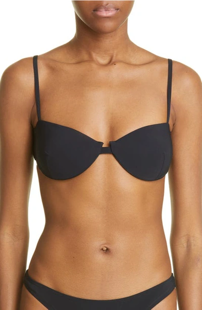 Totême Balconette Recycled Polyamide Blend Bikini Top In Dark Green