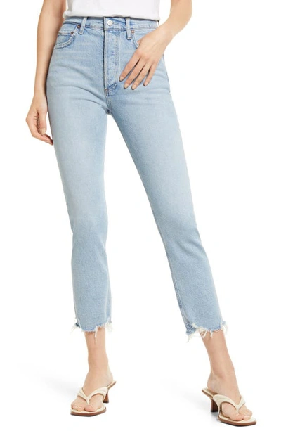 Agolde Riley Straight-leg Mid-rise Organic-cotton Denim Jeans In Blue