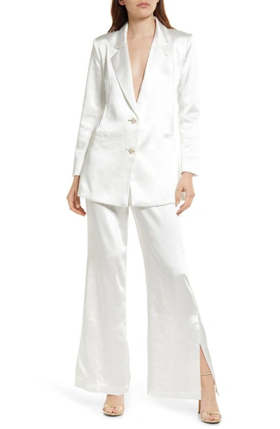 Elliatt Ridley Satin Blazer & Pants Set In Ivory