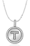 SIMONA STERLING SILVER & CUBIC ZIRCONIA MICRO PAVÉ CIRCLE INITIAL PENDANT NECKLACE