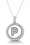Simona Sterling Silver & Cubic Zirconia Micro Pavé Circle Initial Pendant Necklace In Silver-p