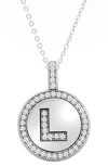 Simona Sterling Silver & Cubic Zirconia Micro Pavé Circle Initial Pendant Necklace In Silver-l