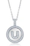 Simona Sterling Silver & Cubic Zirconia Micro Pavé Circle Initial Pendant Necklace In Silver-u