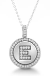 Simona Sterling Silver & Cubic Zirconia Micro Pavé Circle Initial Pendant Necklace In Silver-e