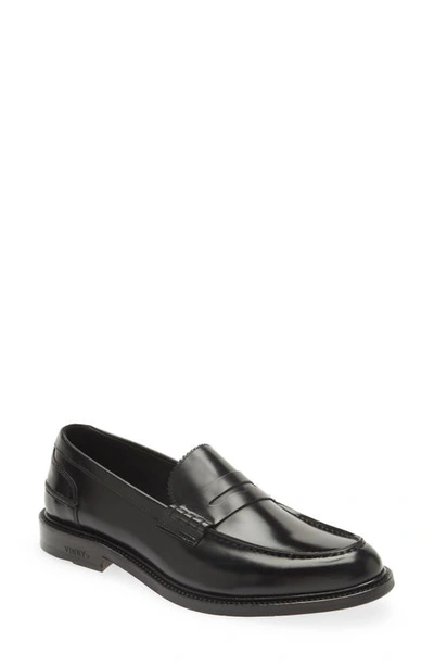 Vinny's Townee Leather Penny Loafers In Black