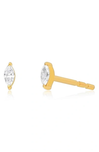 Ef Collection Single Marquise Diamond Stud Earring In 14k Yellow Gold