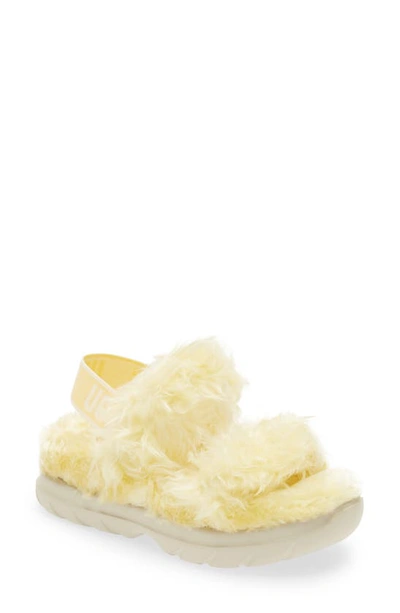 Ugg Babies' Fluff Sugar Faux Fur Sandal In Yellow