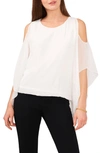 CHAUS COLD SHOULDER CAPE SLEEVE TOP