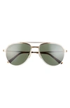 Cartier 58mm Polarized Aviator Sunglasses In Gold