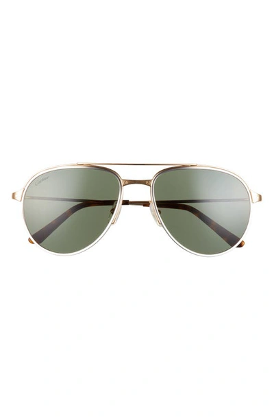 Cartier 58mm Polarized Aviator Sunglasses In Gold