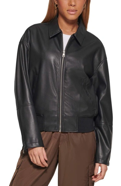 Levi's Levis Womens Faux Leather Lightweight Bomber Jacket In Black