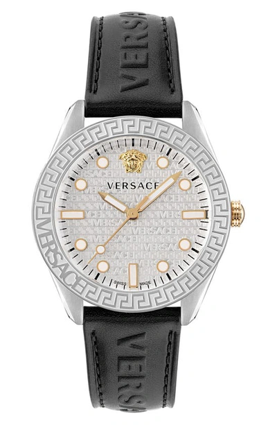 Versace Men's Greca Dome Stainless Steel Logo Watch, 42mm In Grey