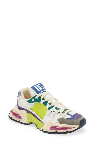 Dolce & Gabbana Men's Colorblock Mix-media Trainer Sneakers In Multicolour