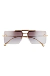 Versace 60mm Rectangular Sunglasses In Gold