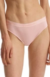 Commando Soft Rib Logo Tape Thong In Apricot