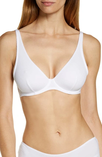 Simone Perele Eugenie Ribbed Plunge Bra In White